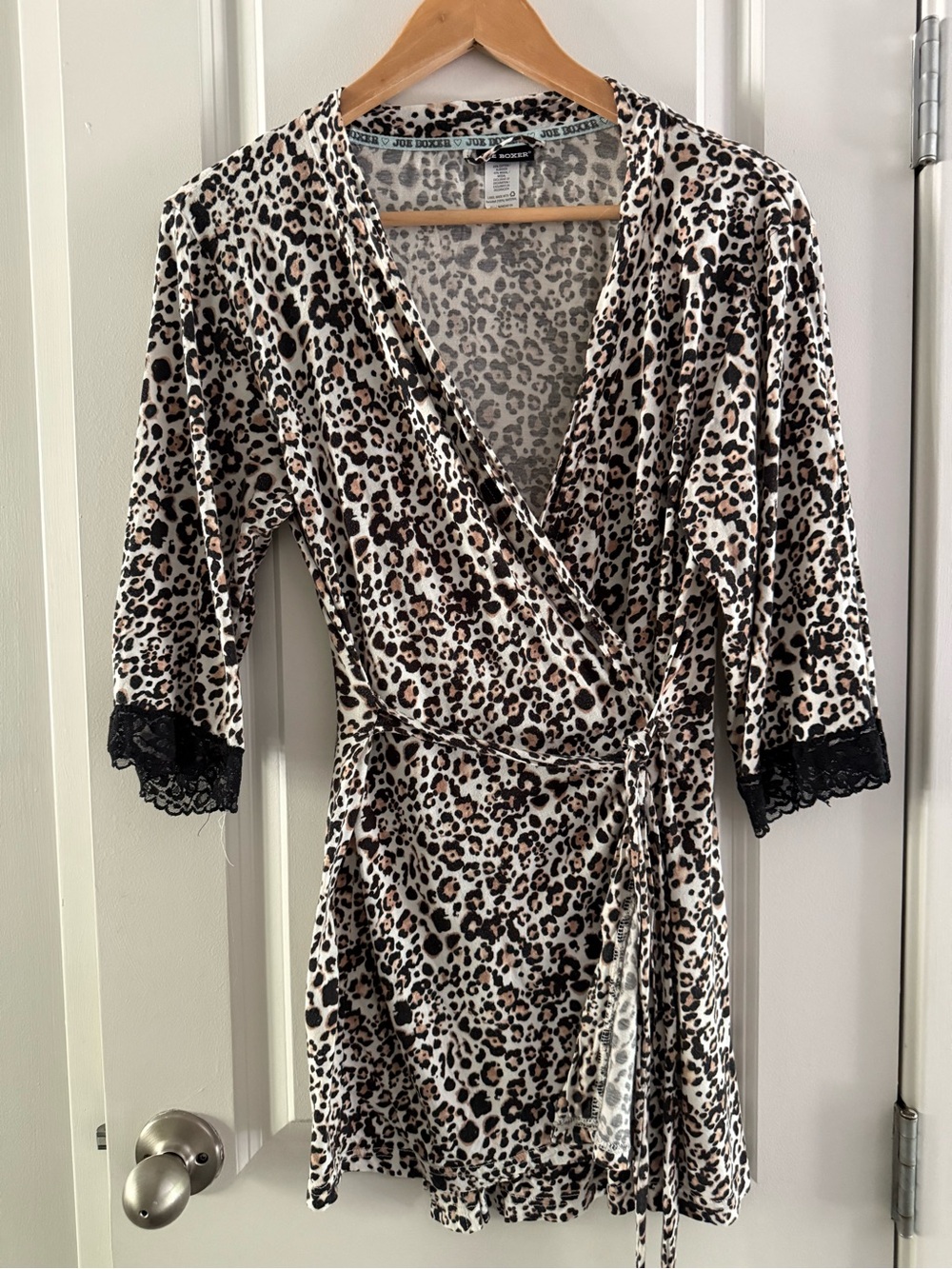 Joe Boxer Lightweight Robe Lace Cheetah Print Y2K Old Money